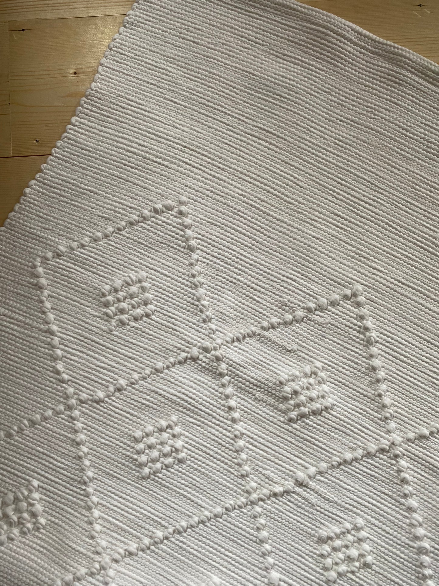 Tapis en coton Losange ecru, 130*70 ♡