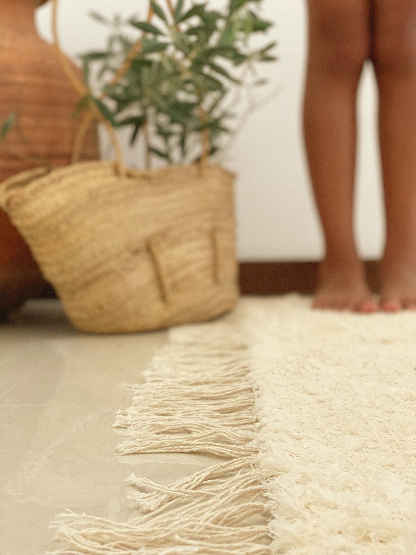 Grand tapis en coton beige, Big Moumoute, 200X150