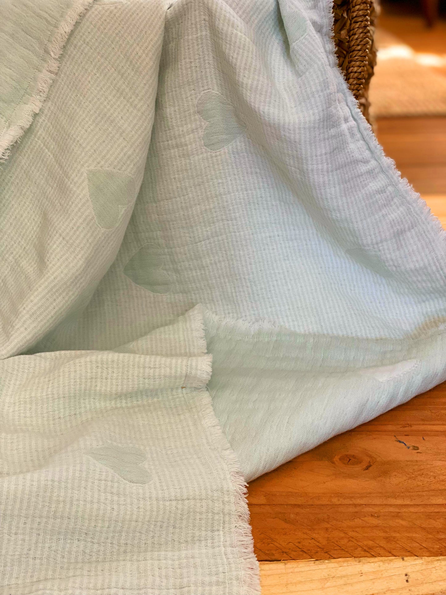 Plaid Coeur Menthe à l'eau, AMOR