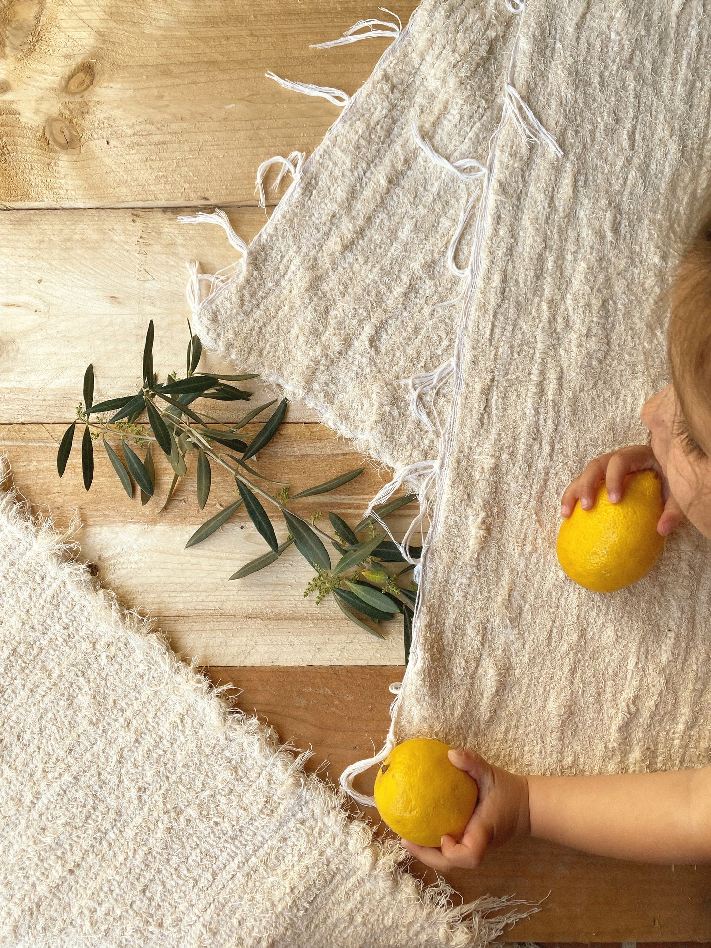 Petit tapis en coton beige, Moumoute 100*50