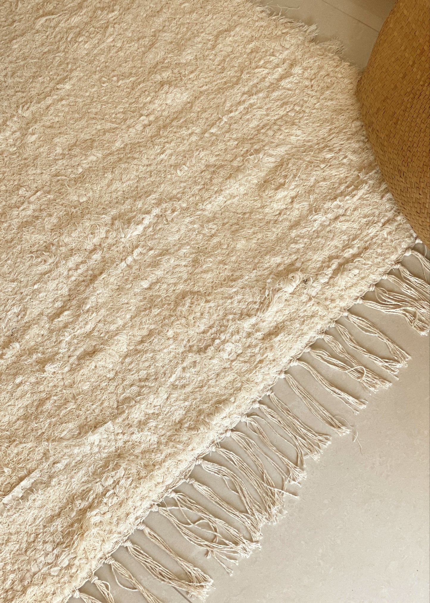 Grand tapis en coton beige, Big Moumoute, 250X150