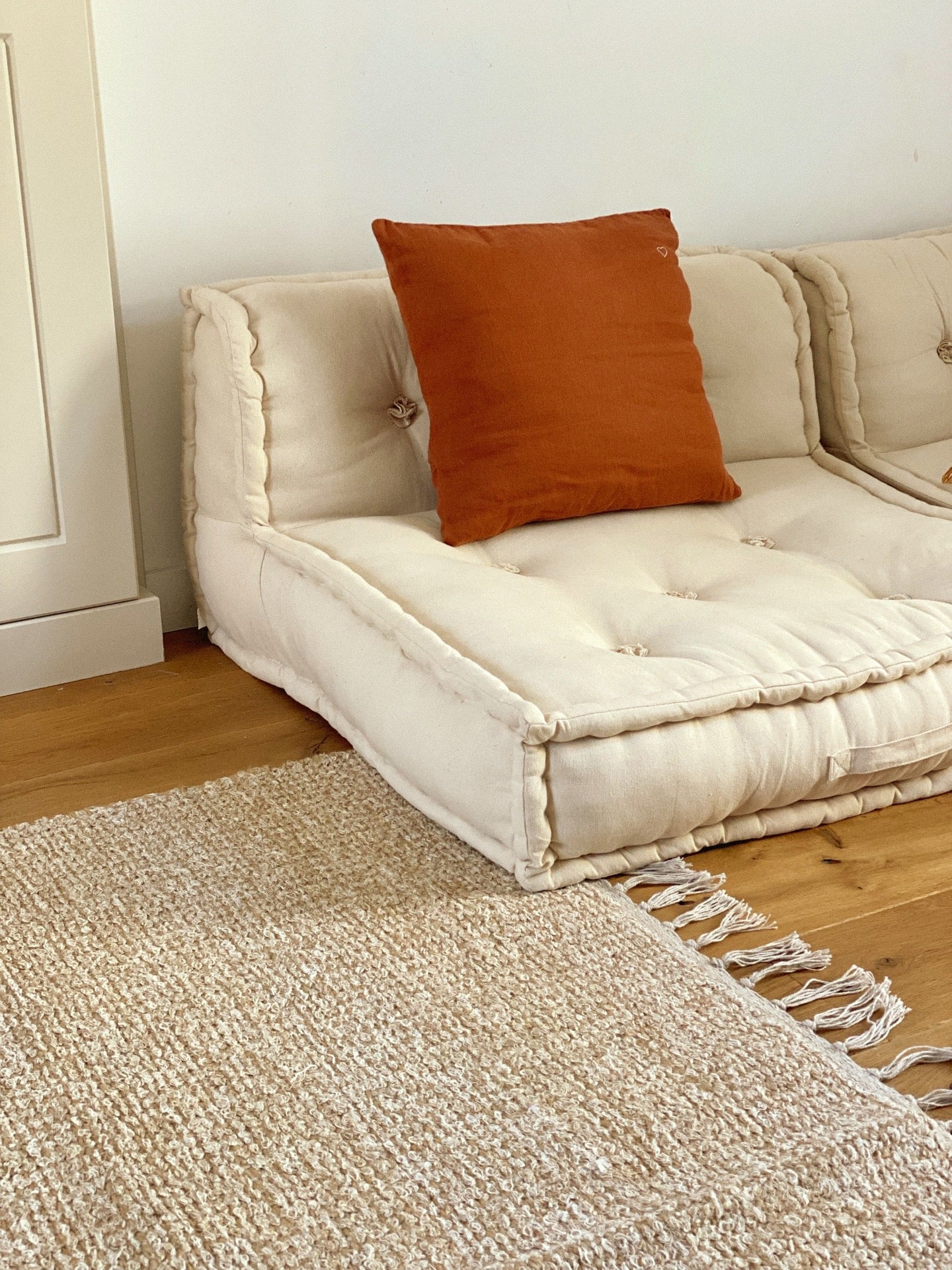 Tapis Nanda jute & coton beige, 200x150