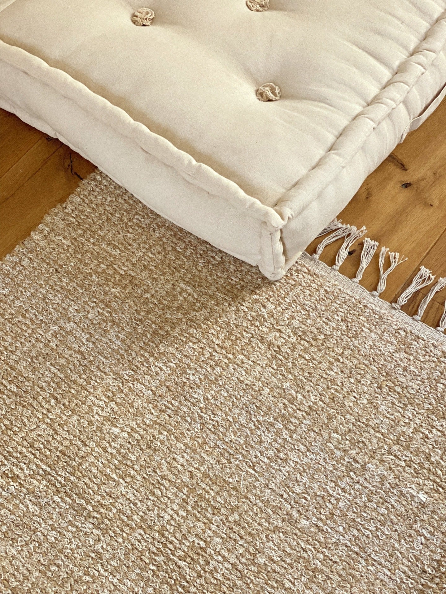 Tapis Nanda jute & coton beige, 200x150