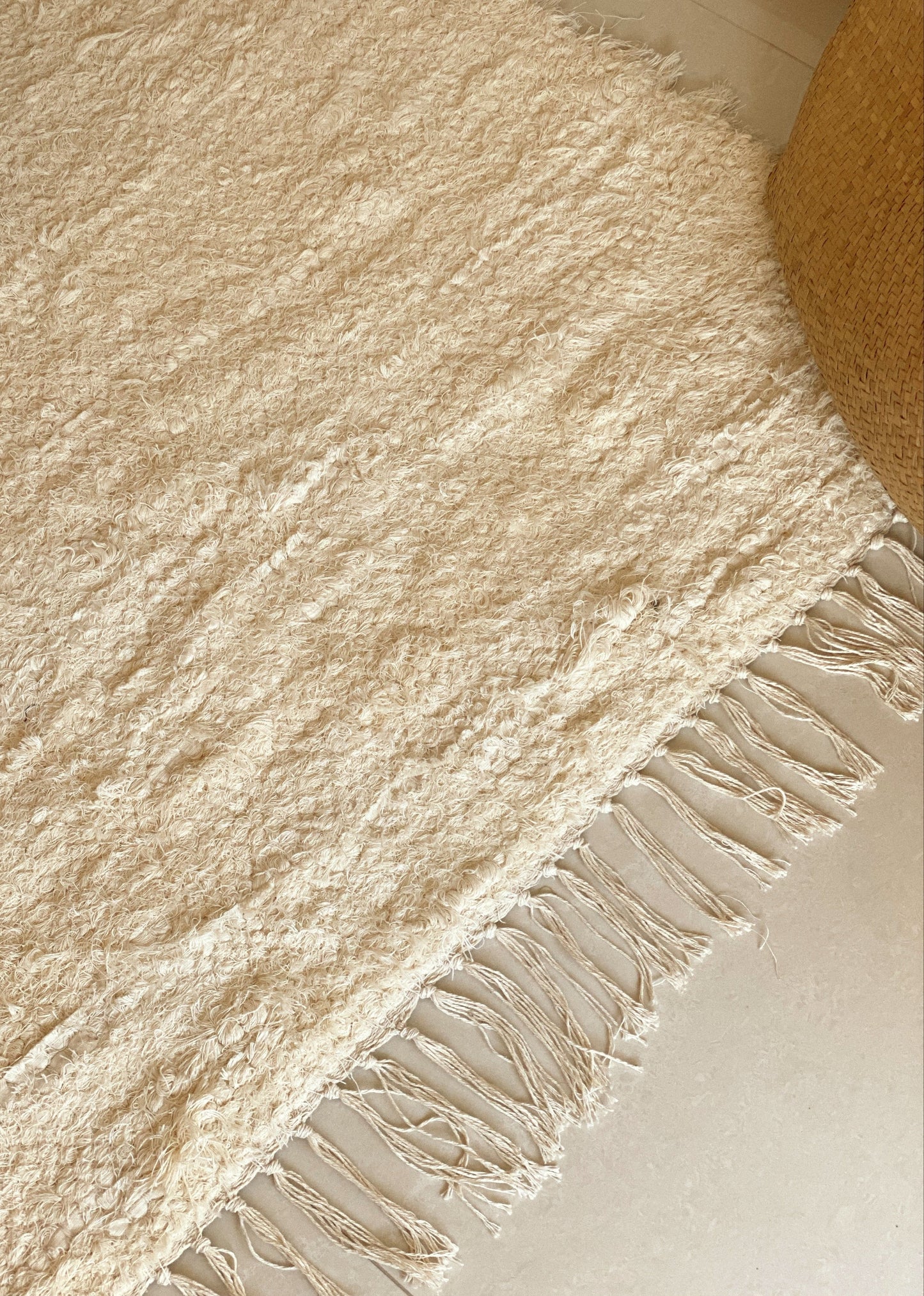 Tapis en coton beige, Big Moumoute, 100X150